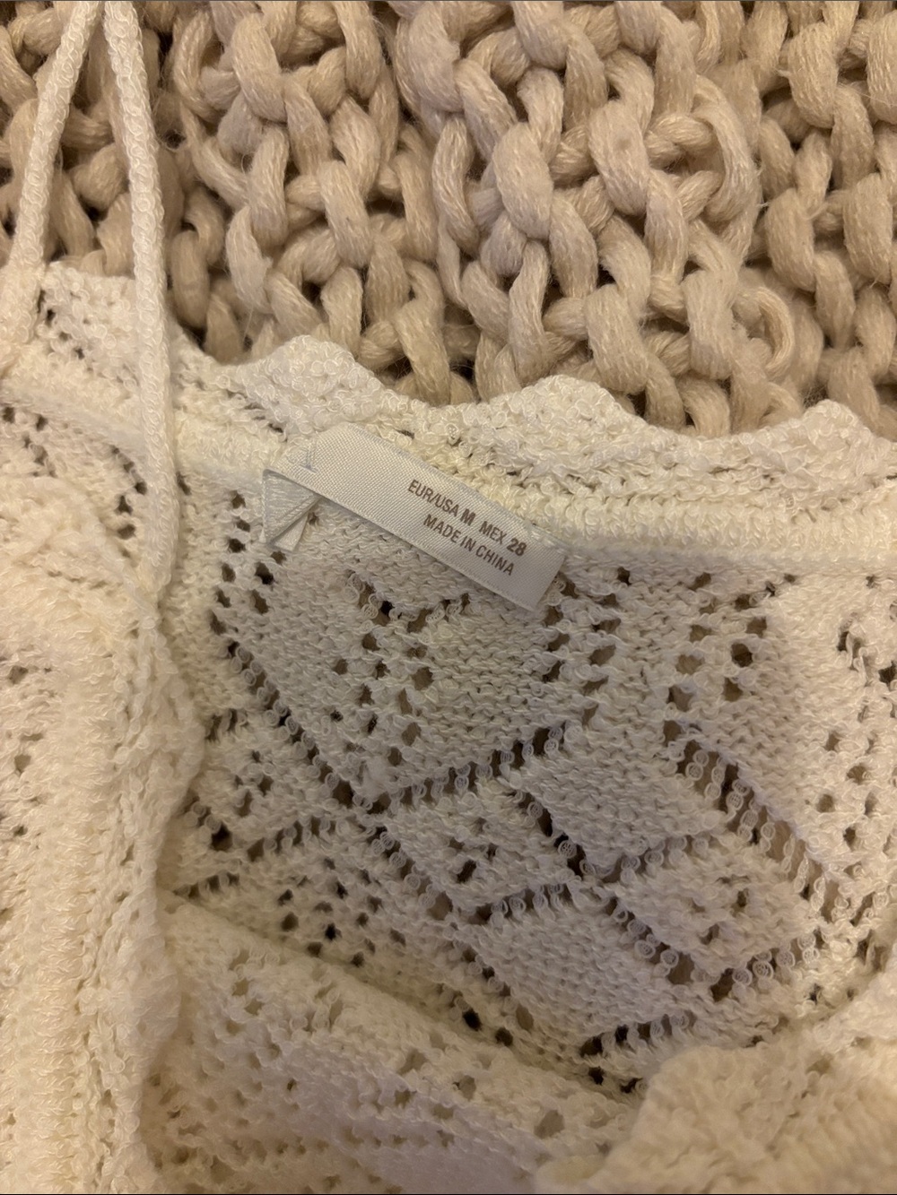 NWOT Zara White Lace Knit Cami Top - Picture 3 of 3